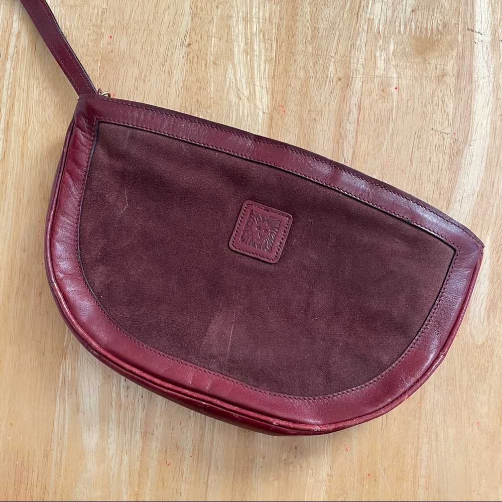 Vintage Anne Klein suede leather clutch wristlet